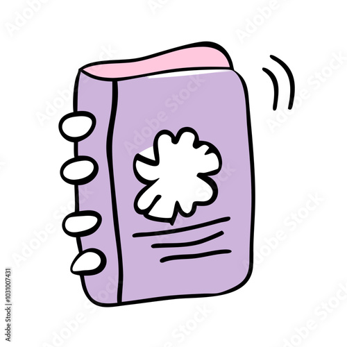 Purple-Pink Mental Health Theme Vector: Binder Clip on Notebook with Black Outline