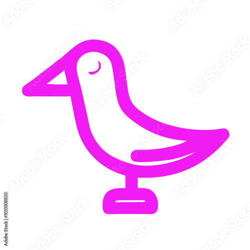 Ecological theme, schematic single-line illustration of a bird, magenta outline