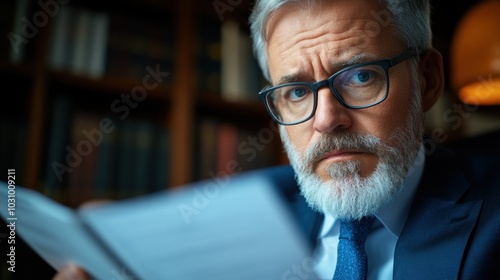 Lawyer reviewing case files in an office, representing the attention to detail and expertise required in the legal profession