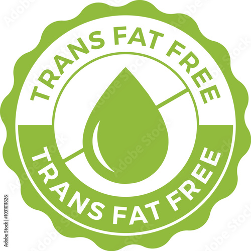 Trans fats free label. Low cholesterol icon. Trans fat free illustration for product packaging logo, sign, symbol or emblem. Low calories badge isolated.