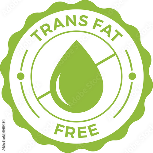 Trans fats free label. Low cholesterol icon. Trans fat free illustration for product packaging logo, sign, symbol or emblem. Low calories badge isolated.