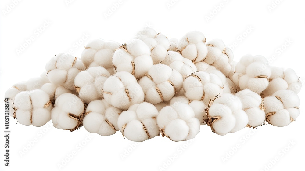 Close-Up of Plant and Cotton on White Background Close-Up of Plant and Cotton on White Background