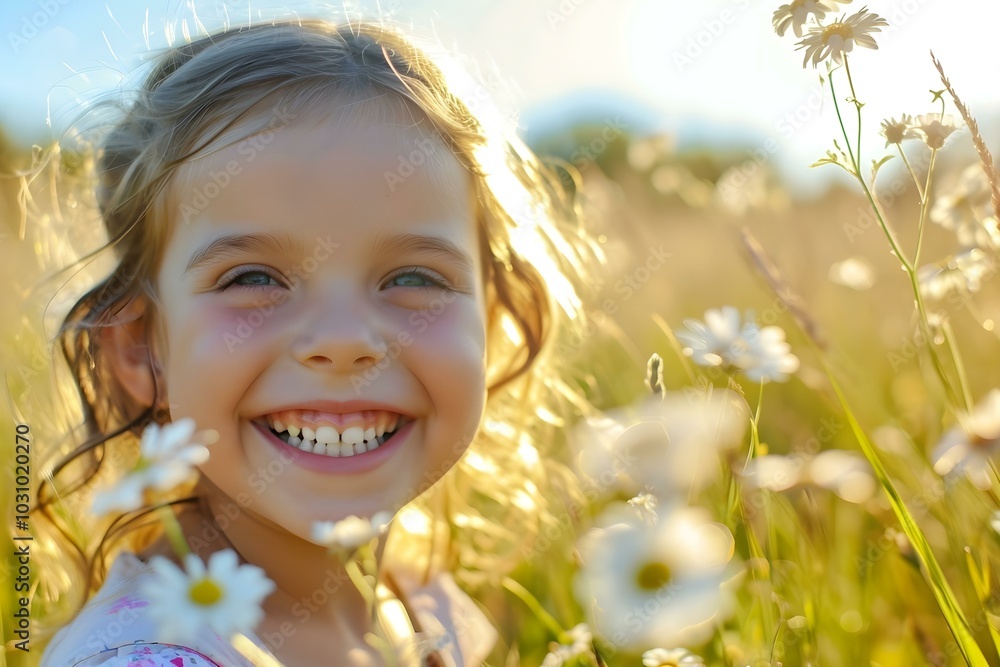 Smiling Girl in Field of Daisies at Sunset
Smiling Girl in Field of Daisies at Sunset
