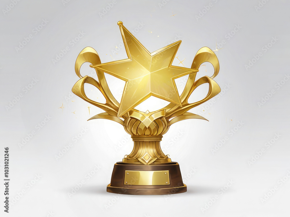 A golden trophy with a star on top A golden trophy with a star on top