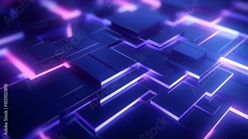 3d rendering of blue and purple abstract geometric background. Scene for advertising, technology, showcase, banner, game, sport, cosmetic, business, metaverse. Sci-Fi Illustration. Product display