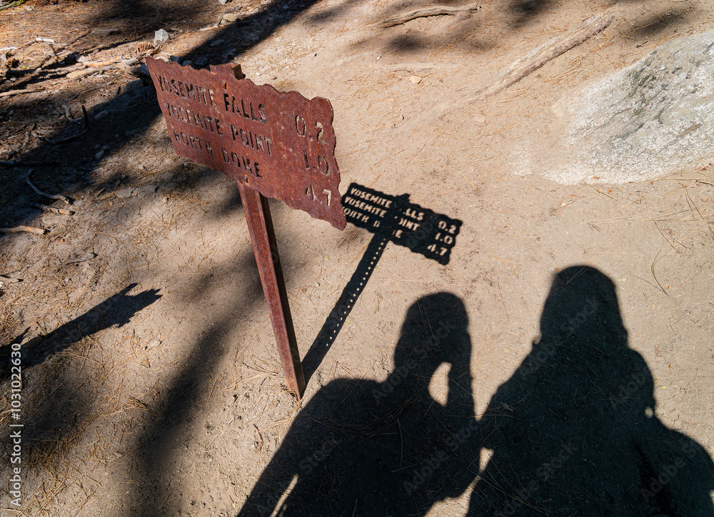 Close up shot of the signage of The fall at Yosemite National Park