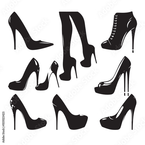 Silhouette of high heels set vector on a white background 10 eps