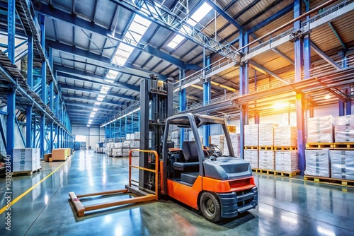 Modern Forklift in Industrial Warehouse for Efficient Material Handling and Logistics Solutions with Advanced