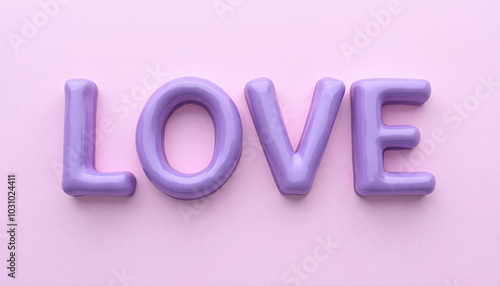 Soft pastel Love text in minimalist style with copy space