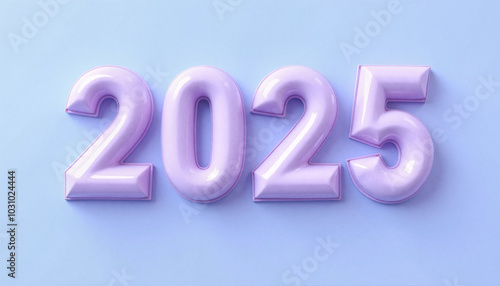 Soft pastel 2025 number in minimalist style with copy space