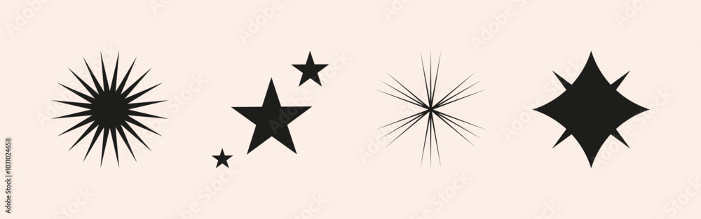 Set of shiny stars, sparkles, sun shape. Abstract vector explosion, glow and blink effects for festive party design. Twinkle glitter and flash graphic elements. Isolated illustrations. Set of shiny stars, sparkles, sun shape. Abstract vector explosion, glow and blink effects for festive party design. Twinkle glitter and flash graphic elements. Isolated illustrations.