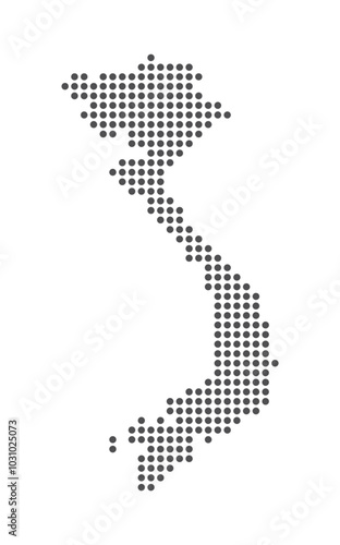 Vietnam - Dotted Map. Map formed by Dots. Vector Illustration