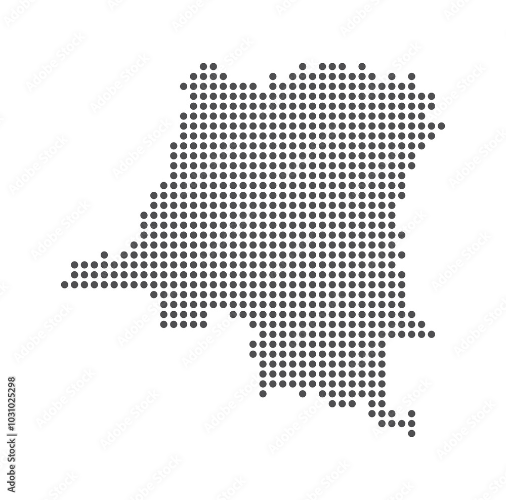 Democratic Republic of the Congo - Dotted Map. Map formed by Dots. Vector Illustration Democratic Republic of the Congo - Dotted Map. Map formed by Dots. Vector Illustration
