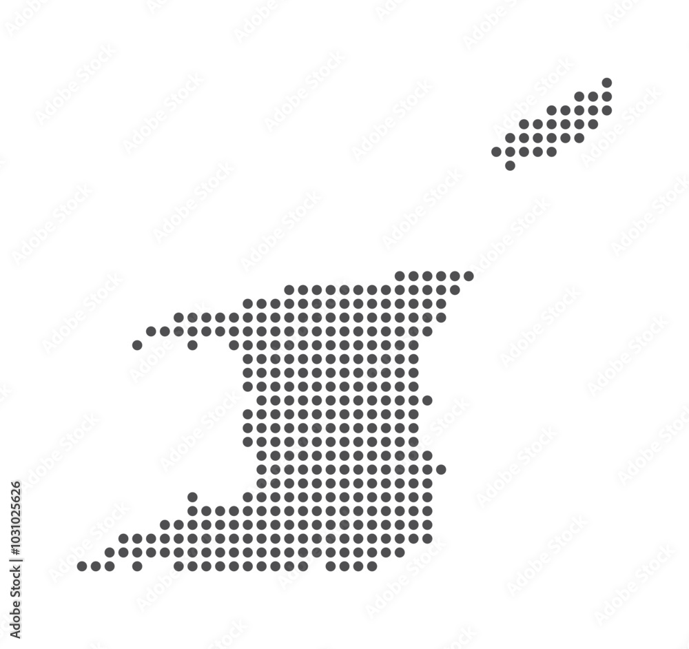 Fototapeta premium Trinidad and Tobago - Dotted Map. Map formed by Dots. Vector Illustration
