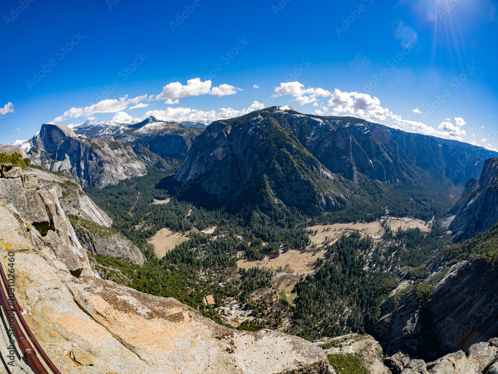 Sunny high angle view of the landscape at Yosemite National Park Sunny high angle view of the landscape at Yosemite National Park