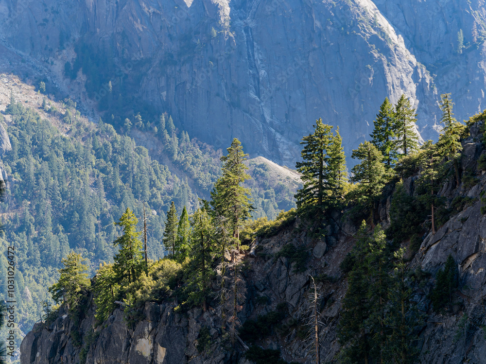 Sunny high angle view of the landscape at Yosemite National Park Sunny high angle view of the landscape at Yosemite National Park