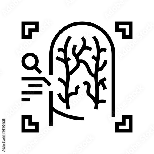 finger vein recognition line icon vector. finger vein recognition sign. isolated contour symbol black illustration