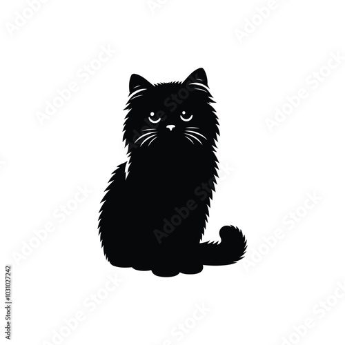 Flat design cat silhouette vector