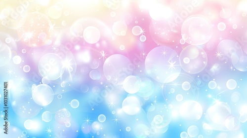 Abstract Pastel Background with Glowing Circles and Stars