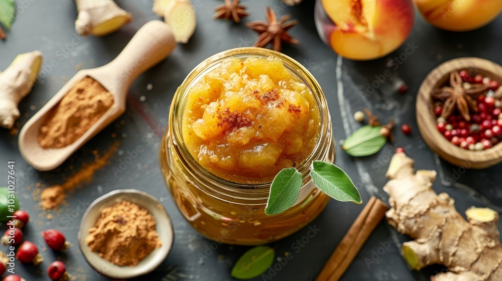 Savor the Flavor Vibrant Homemade Peach Chutney with Ginger and Spices Savor the Flavor Vibrant Homemade Peach Chutney with Ginger and Spices