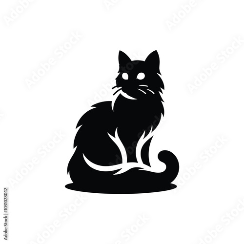 Flat design cat silhouette vector