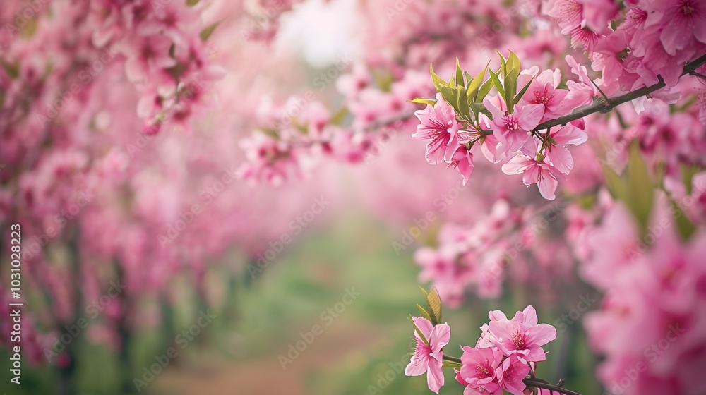 Blooming Beauty Enchanting Peach Trees in Spring Blossom Splendor Blooming Beauty Enchanting Peach Trees in Spring Blossom Splendor