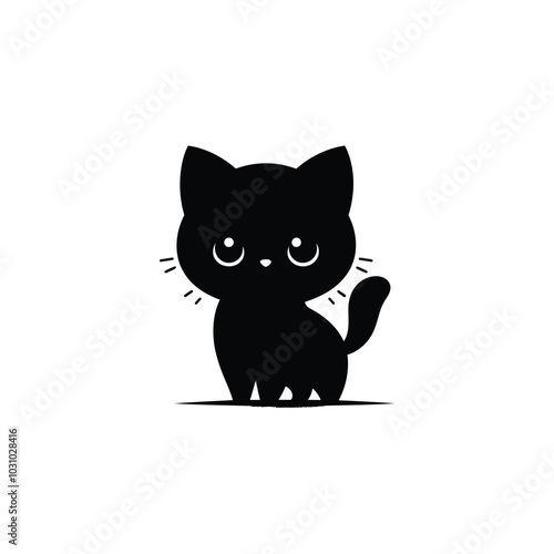 Flat design cat silhouette vector