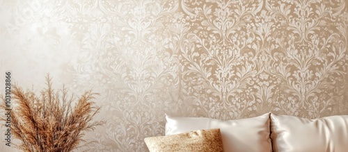 Decorative baroque-style wallpaper with intricate vintage patterns photo