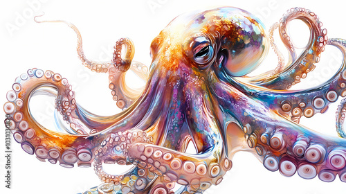 Wallpaper Mural Octopus animal invertebrate transparent. Airbrush Art. Illustration Torontodigital.ca