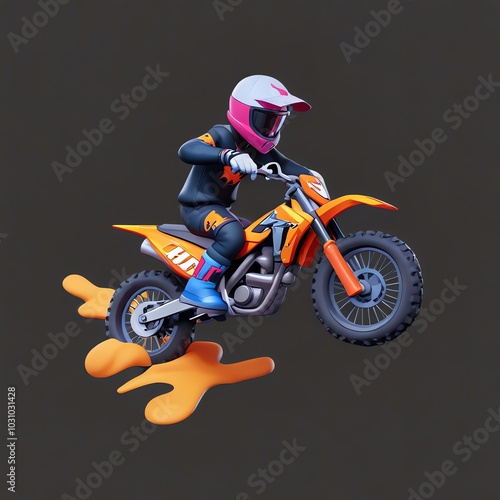 Motocross Rider Jumping on Orange Track photo