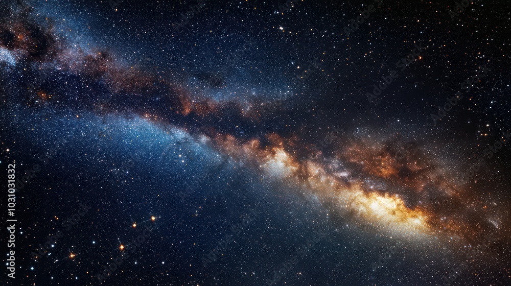 Fototapeta premium Expansive Milky Way galaxy with stars and swirling cosmic clouds