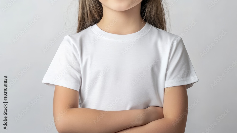 Young Girl Wearing White T-shirt Mockup Design Young Girl Wearing White T-shirt Mockup Design