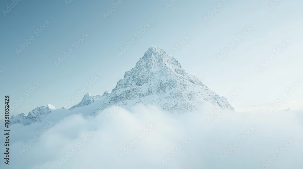 Majestic Snow-Capped Peak Emerging from Clouds Majestic Snow-Capped Peak Emerging from Clouds
