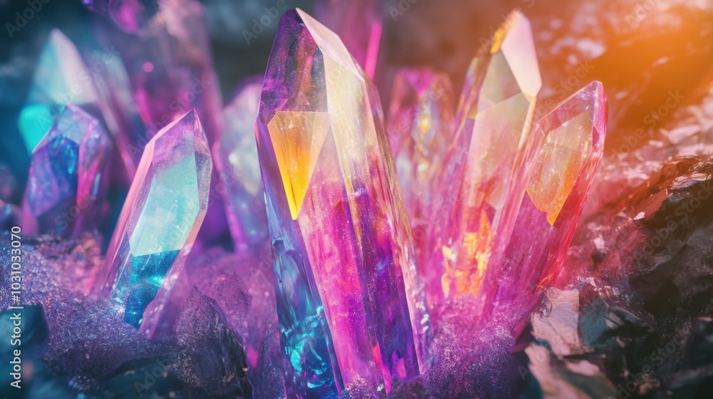 A stunning depiction of an otherworldly crystal structure, radiating with pulsating bioluminescence. A stunning depiction of an otherworldly crystal structure, radiating with pulsating bioluminescence.
