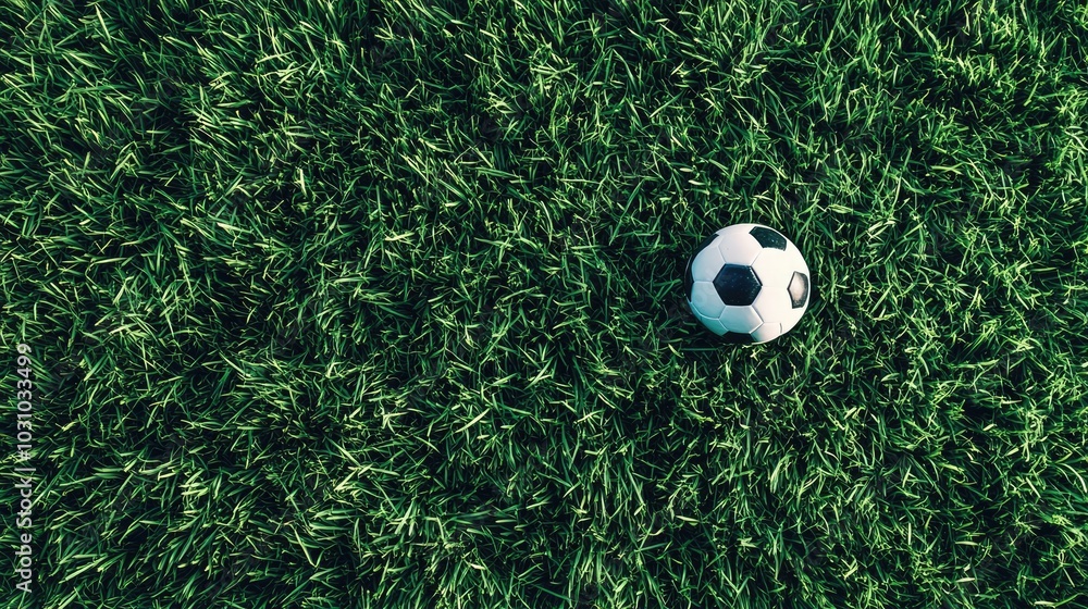 Obraz premium Soccer Ball on Green Grass Background