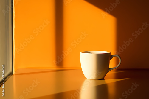 A minimalistic image of a coffee mug that emphasizes simplicity and warmth.