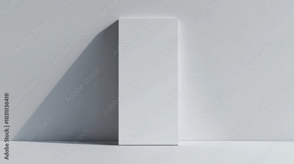 Blank White Panel Wall Mockup casting a subtle shadow. Blank White Panel Wall Mockup casting a subtle shadow.