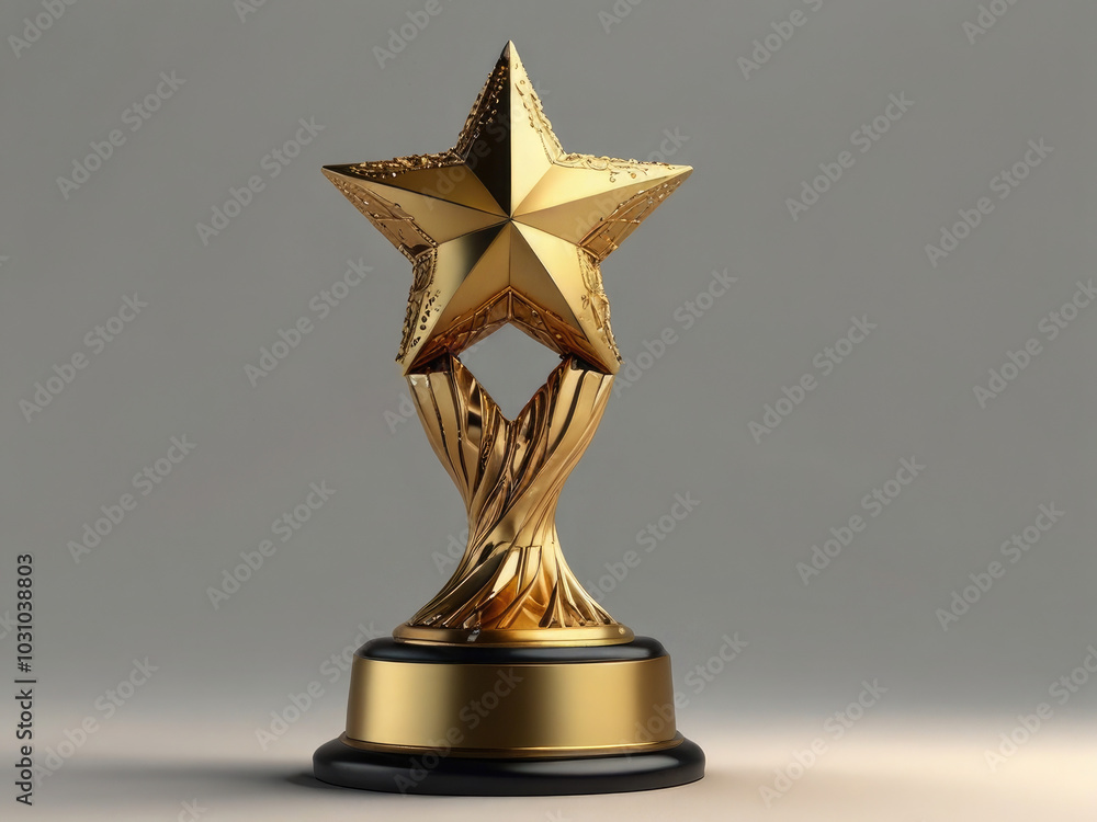 A golden trophy with a star on top A golden trophy with a star on top