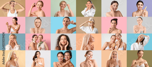 Big collage of beautiful wo...