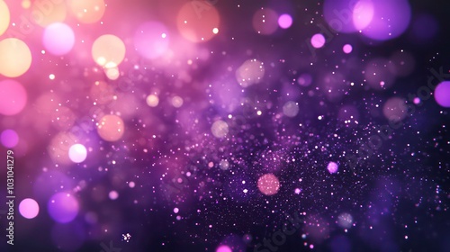 Abstract background with purple and pink bokeh lights and sparkle.