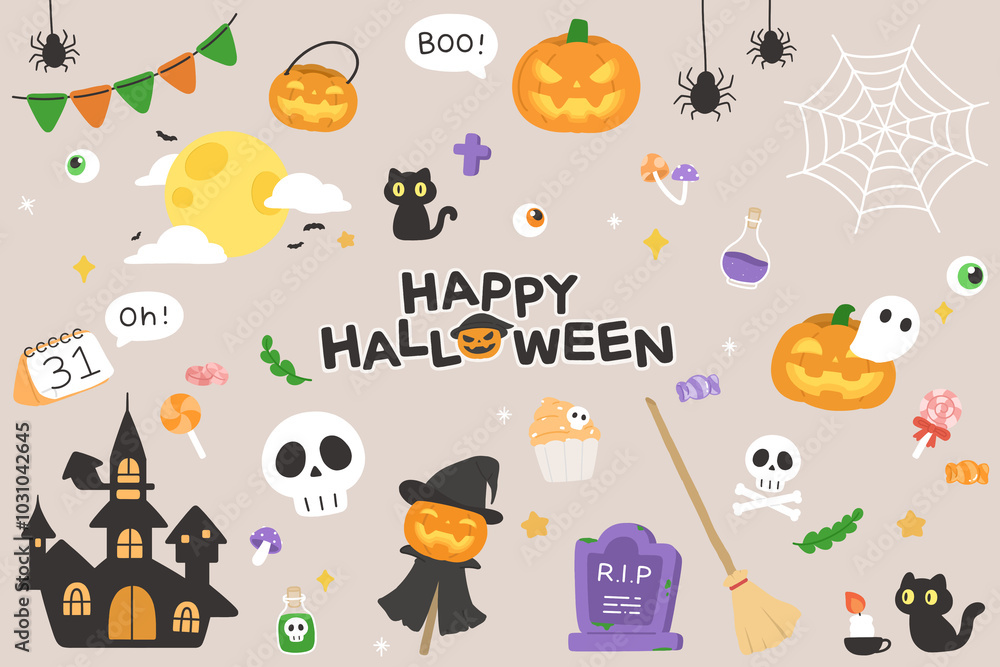 Fototapeta premium a happy halloween painting with a warm 