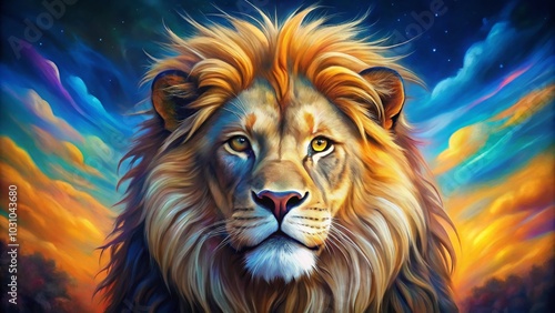 Stunning Digital Lion Artwork for Wildlife Enthusiasts and Nature Lovers - Captivating and Colorful Lion Illustration