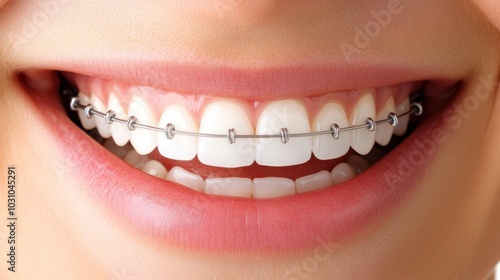 Close-up of a Person's Mouth with Braces