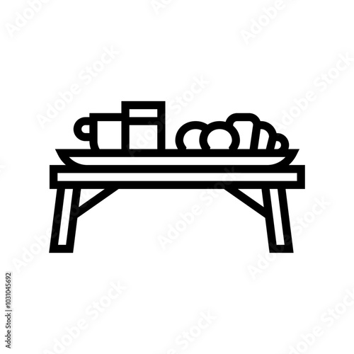 breakfast tray hospitality hotel line icon vector. breakfast tray hospitality hotel sign. isolated contour symbol black illustration