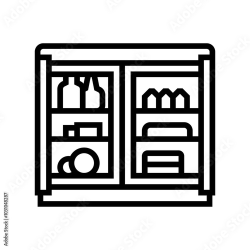 mini bar hospitality hotel line icon vector. mini bar hospitality hotel sign. isolated contour symbol black illustration