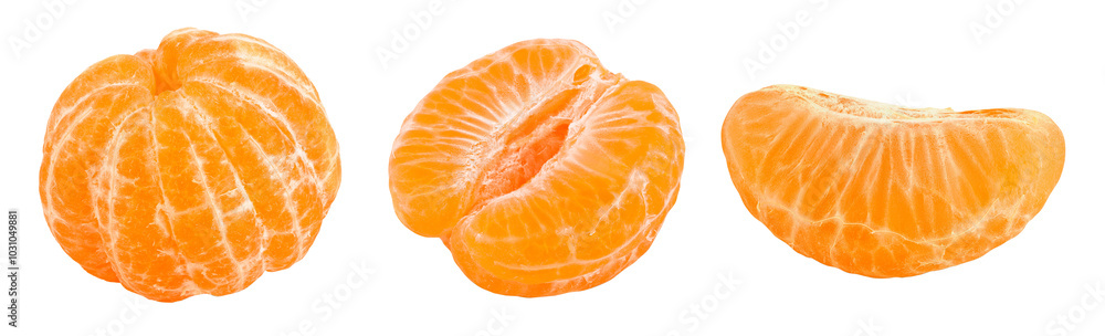 Tangerine or clementine peeled isolated on white background with full depth of field. Tangerine or clementine peeled isolated on white background with full depth of field.