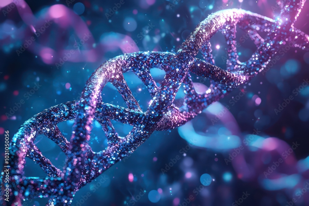 Detailed illustration a DNA double helix structure, showcasing advancements in gene editing technology Detailed illustration a DNA double helix structure, showcasing advancements in gene editing technology