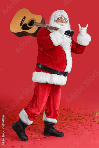 Cool Santa Claus with guita...