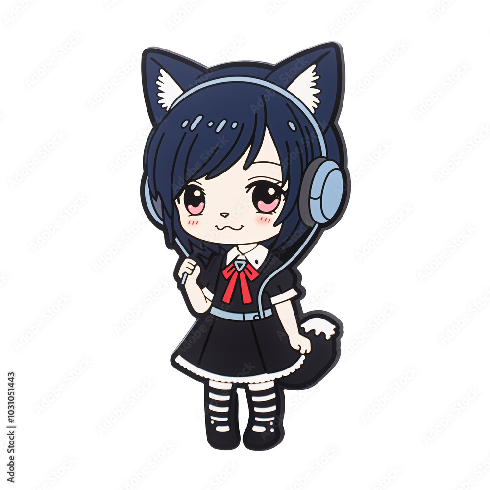 Anime kawaii cute girl silicone rubber cutout fridge magnet stickers - isolated on white background Anime kawaii cute girl silicone rubber cutout fridge magnet stickers - isolated on white background
