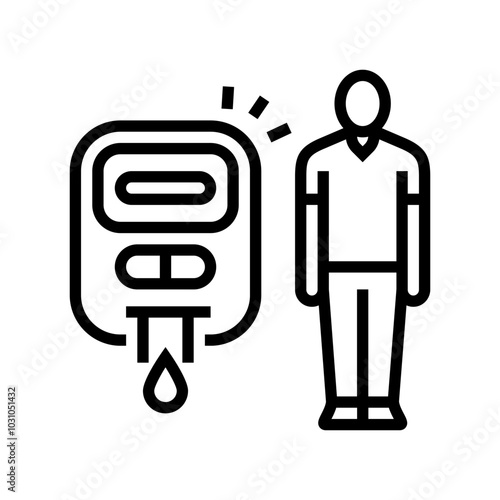 diabetes man disease line icon vector. diabetes man disease sign. isolated contour symbol black illustration